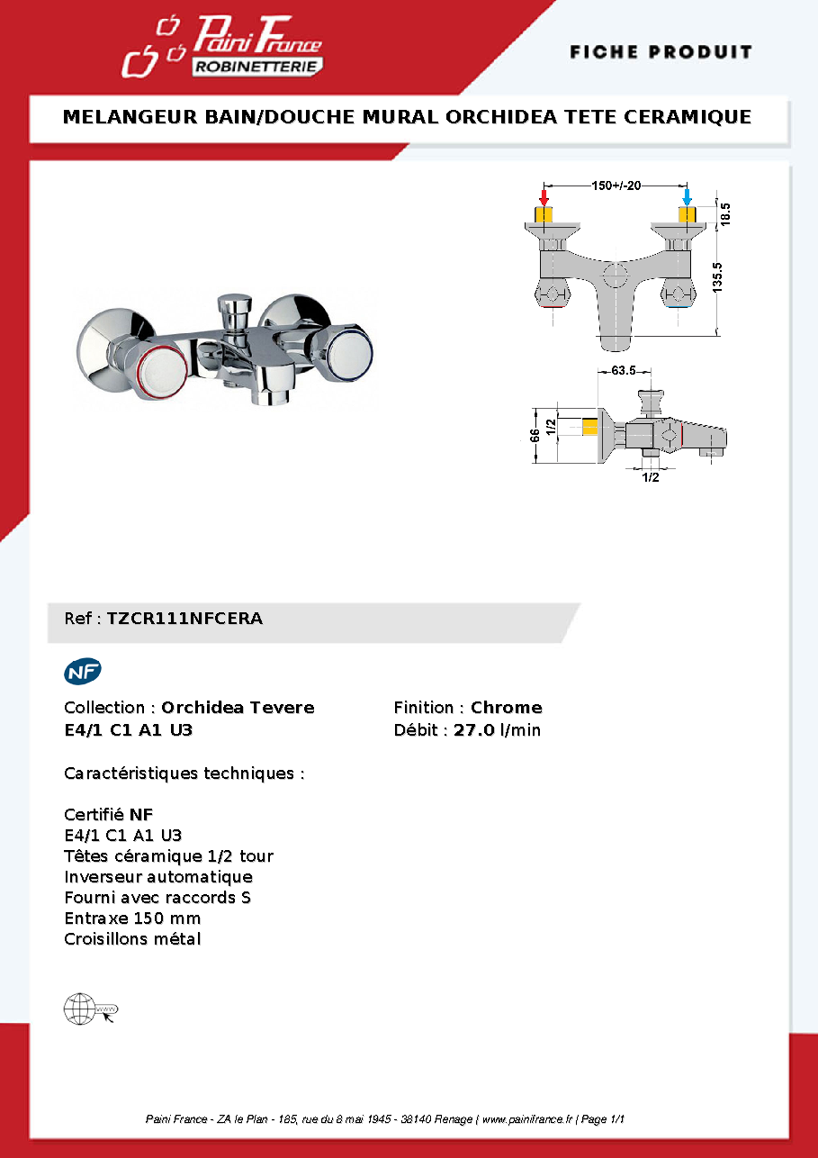 Fiche technique fournisseur