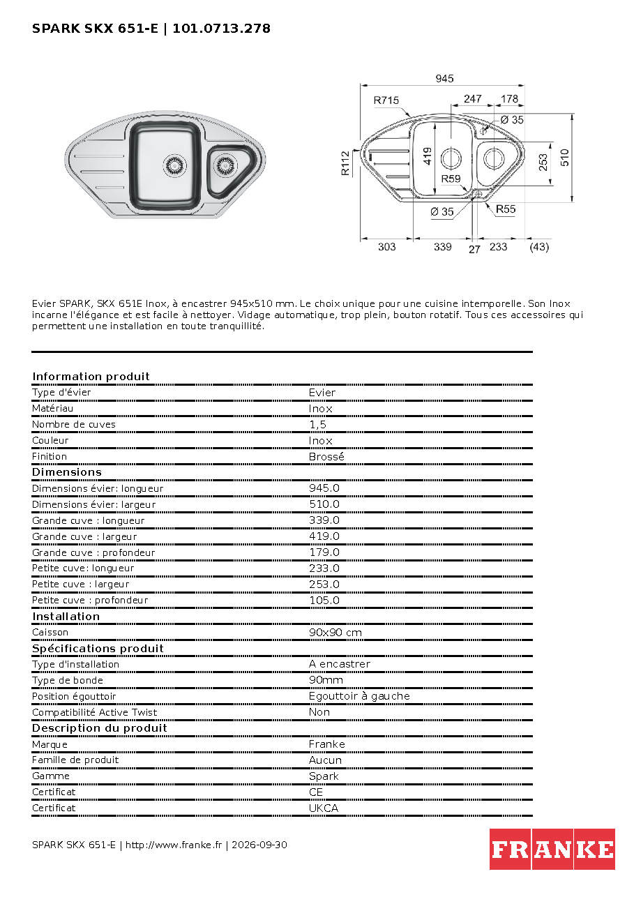 Fiche technique fournisseur