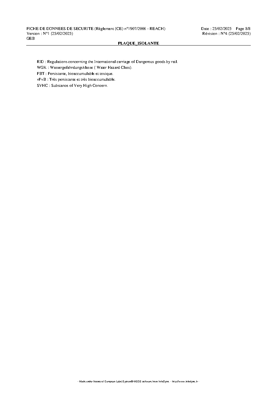 Fiche technique fournisseur