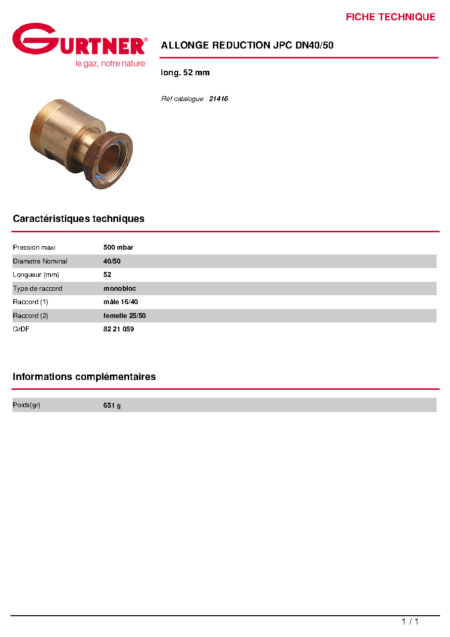 Fiche technique fournisseur