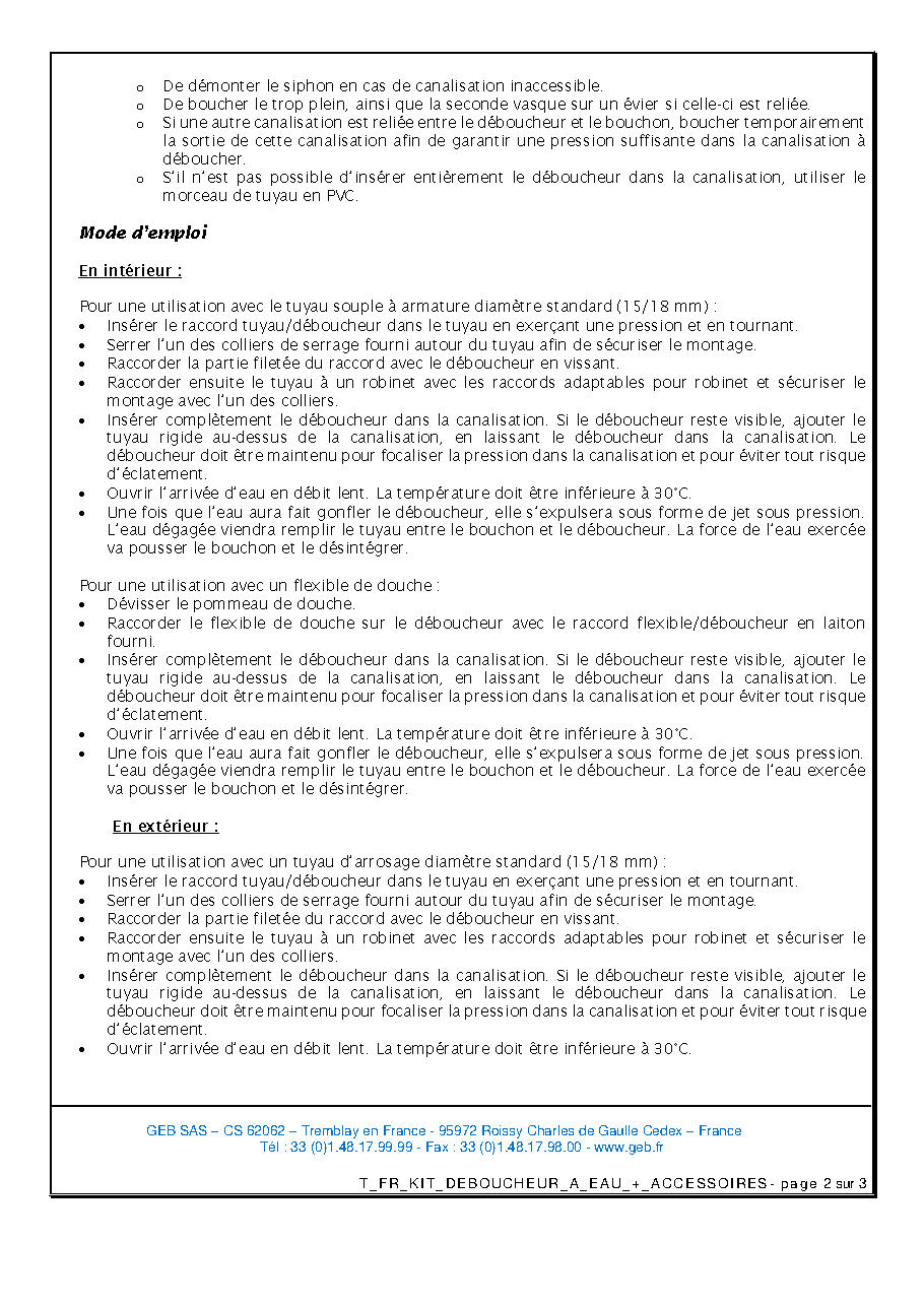 Fiche technique fournisseur