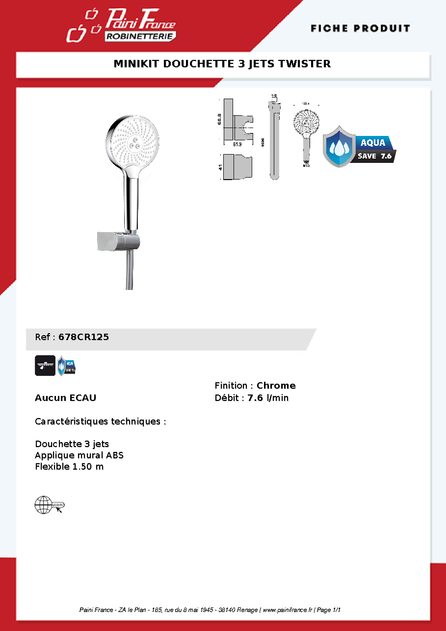 Fiche technique fournisseur
