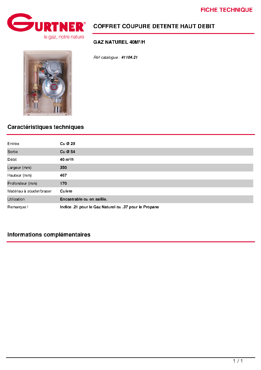 Fiche technique fournisseur