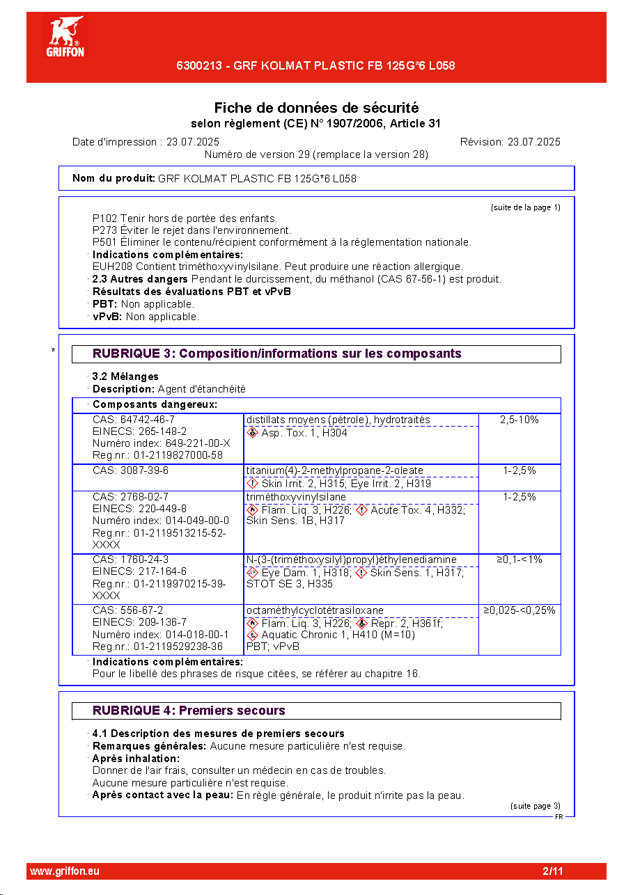 Fiche technique fournisseur