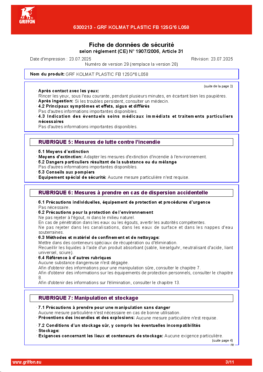 Fiche technique fournisseur