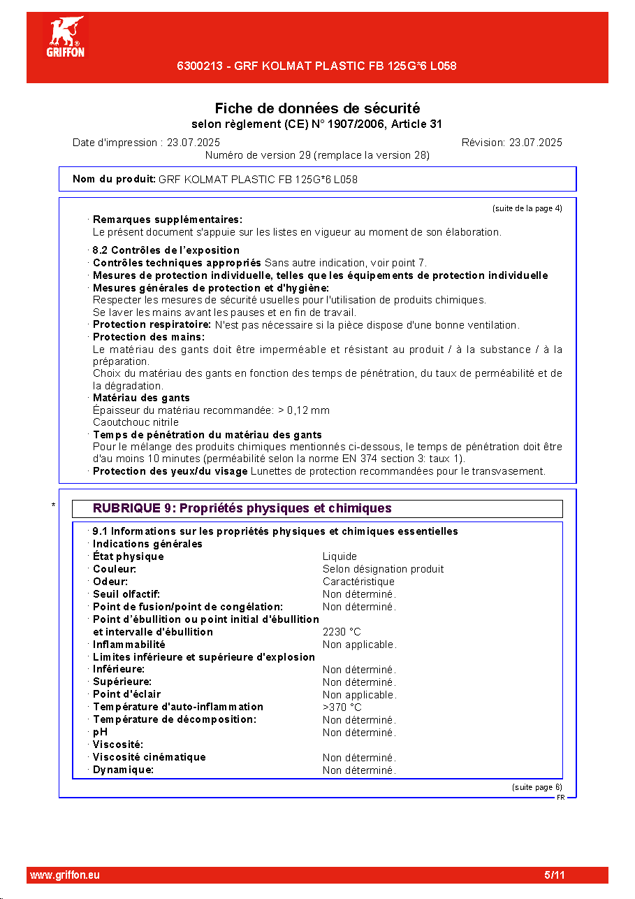 Fiche technique fournisseur