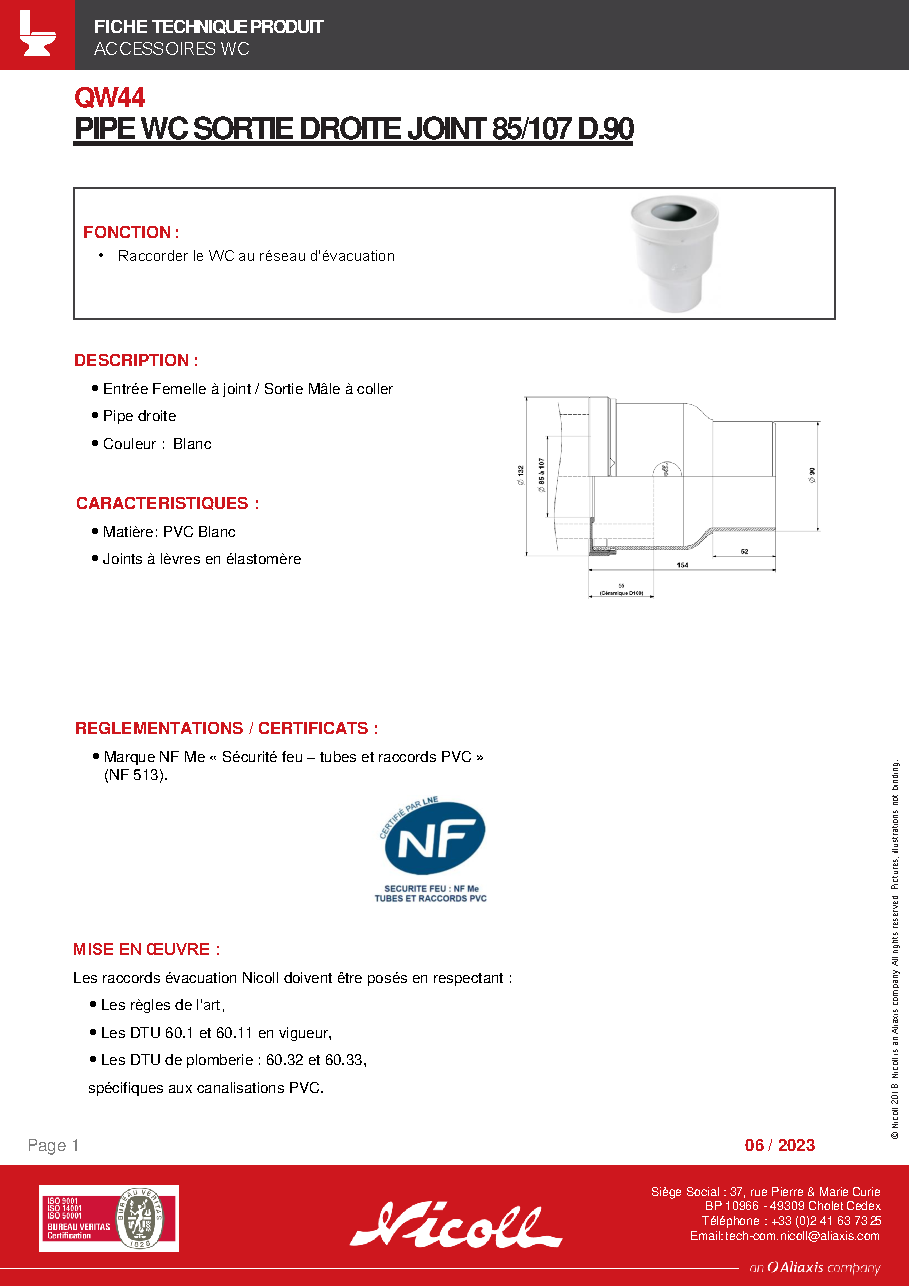 Fiche technique fournisseur
