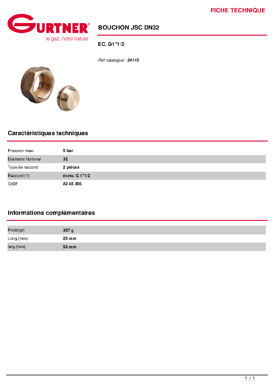 Fiche technique fournisseur