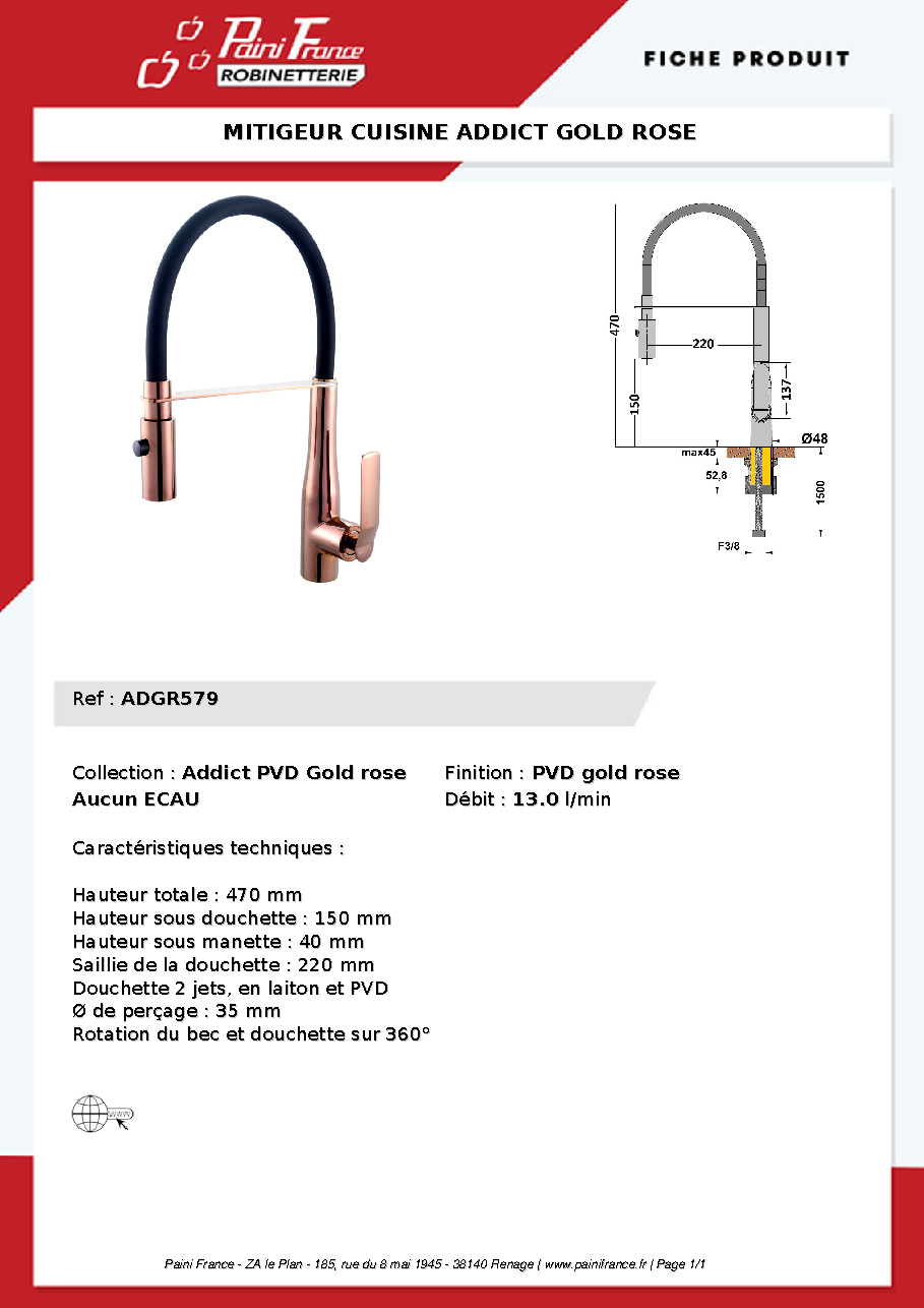 Fiche technique fournisseur