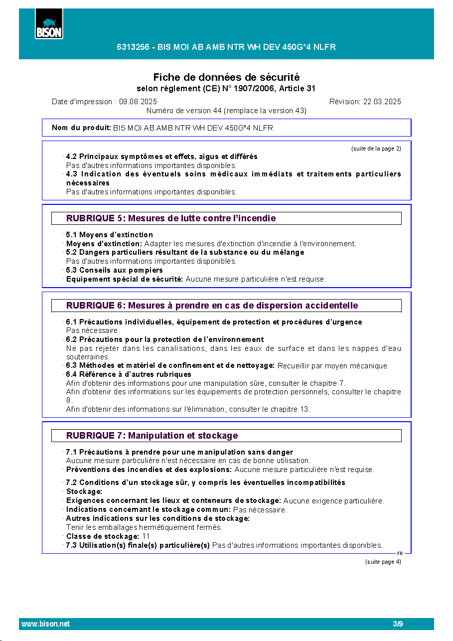 Fiche technique fournisseur
