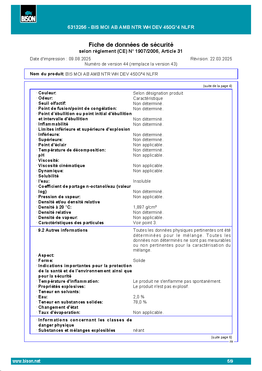Fiche technique fournisseur