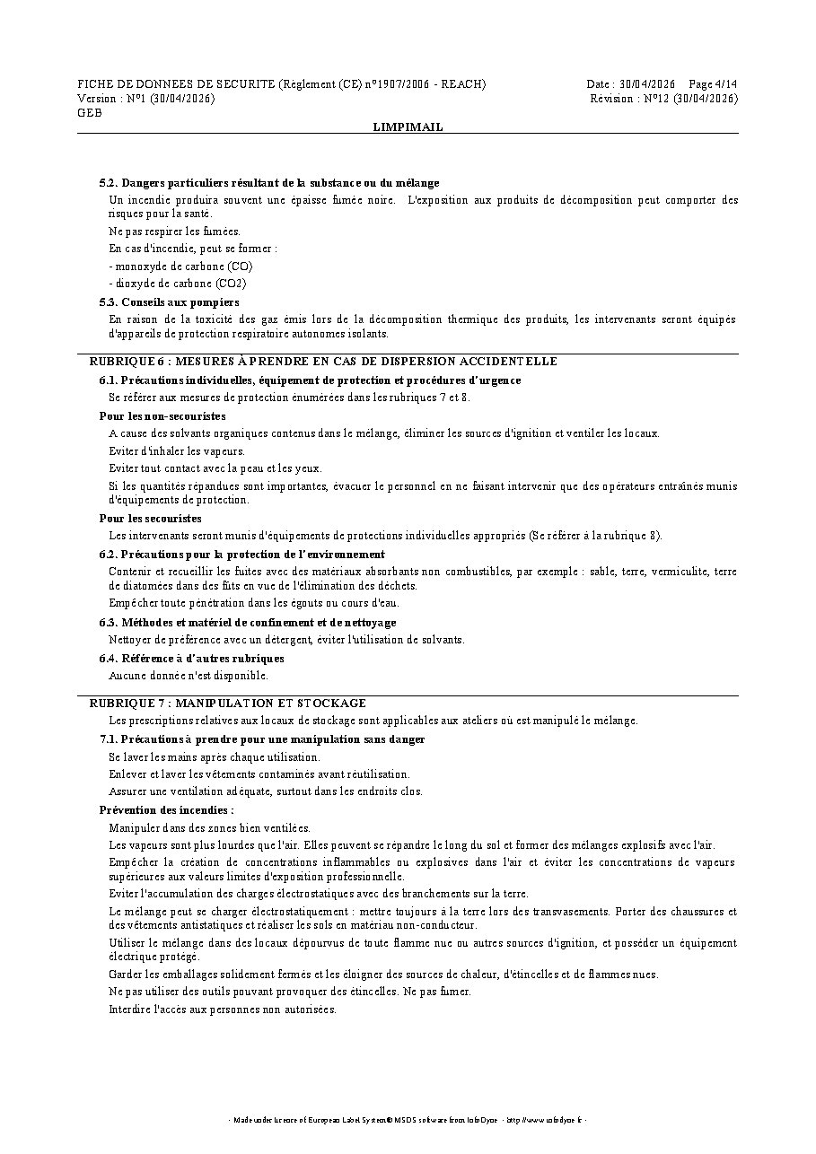 Fiche technique fournisseur