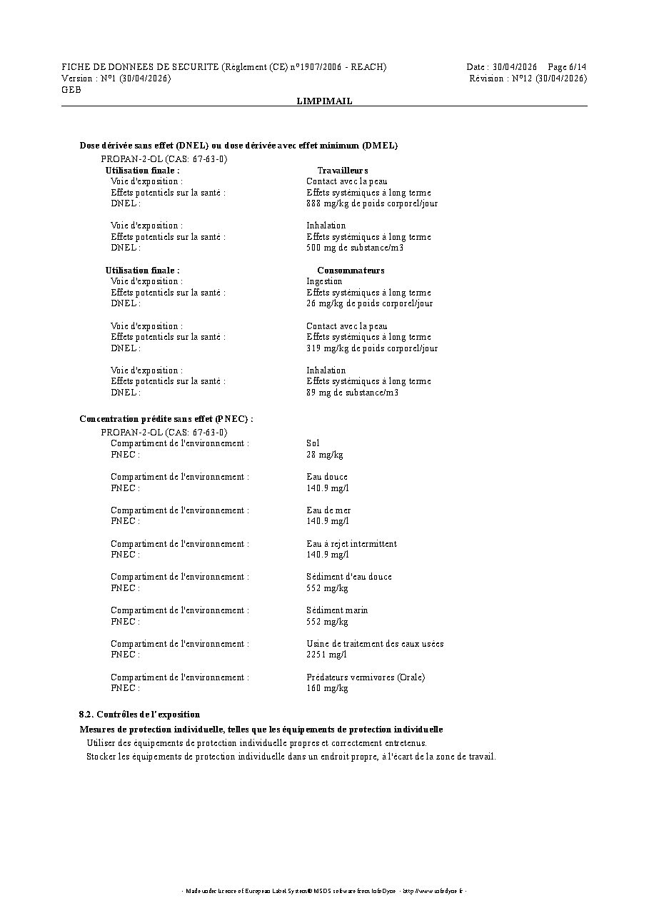 Fiche technique fournisseur