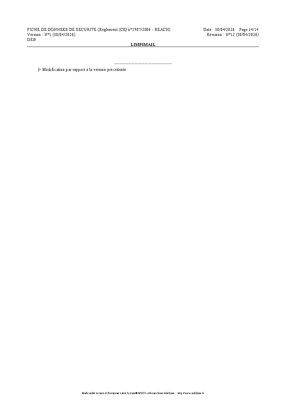 Fiche technique fournisseur