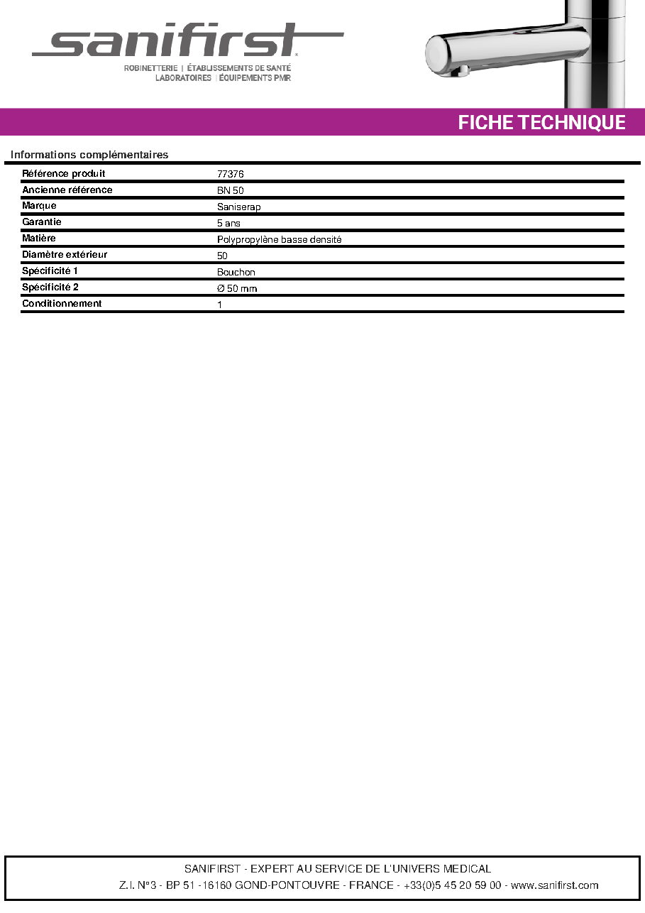 Fiche technique fournisseur