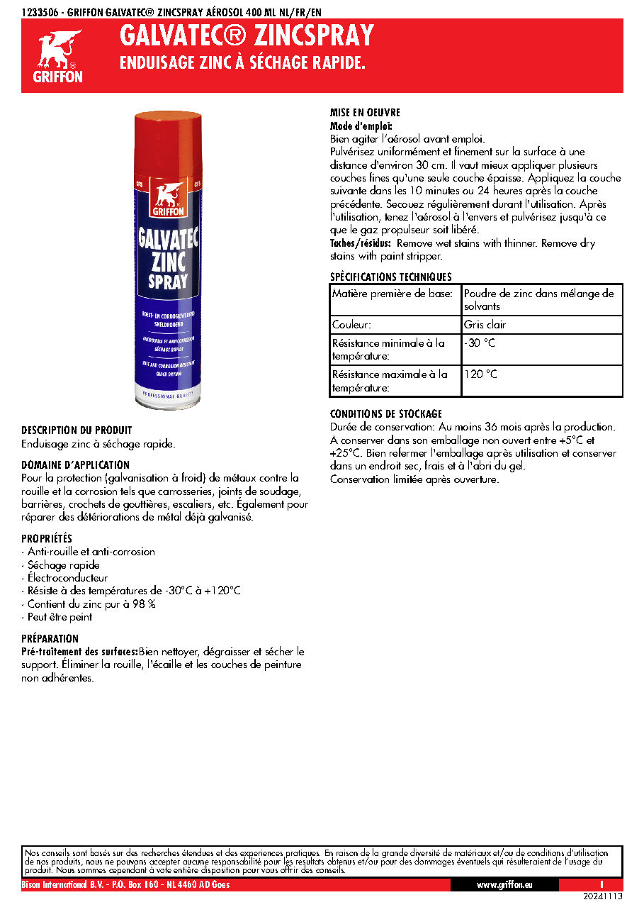 Fiche technique fournisseur