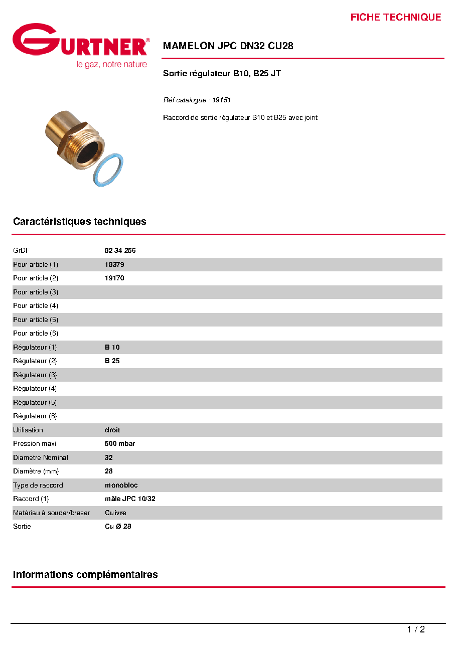 Fiche technique fournisseur