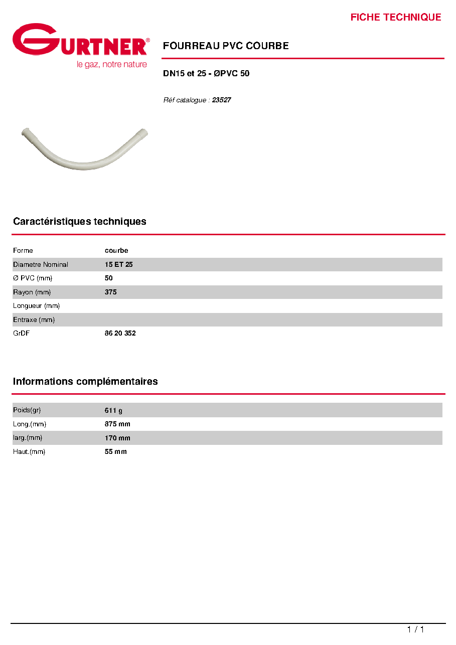Fiche technique fournisseur