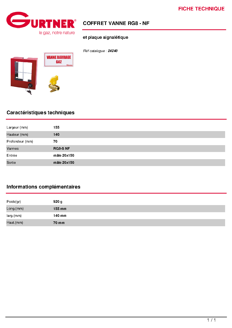 Fiche technique fournisseur
