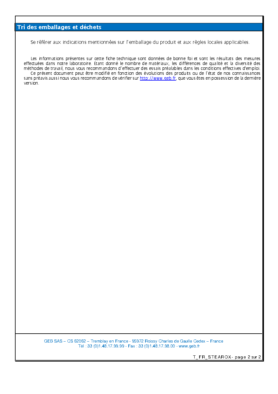 Fiche technique fournisseur