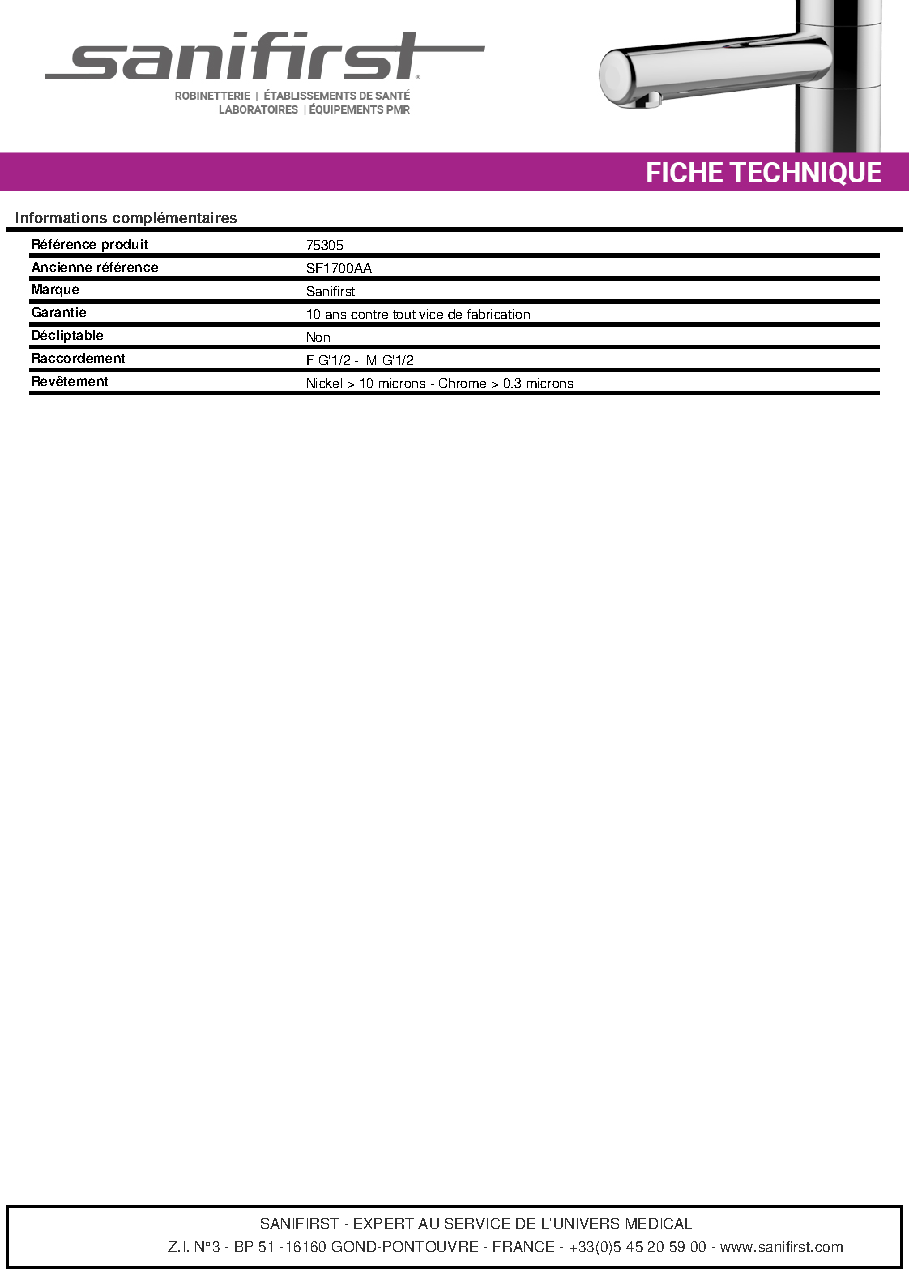 Fiche technique fournisseur