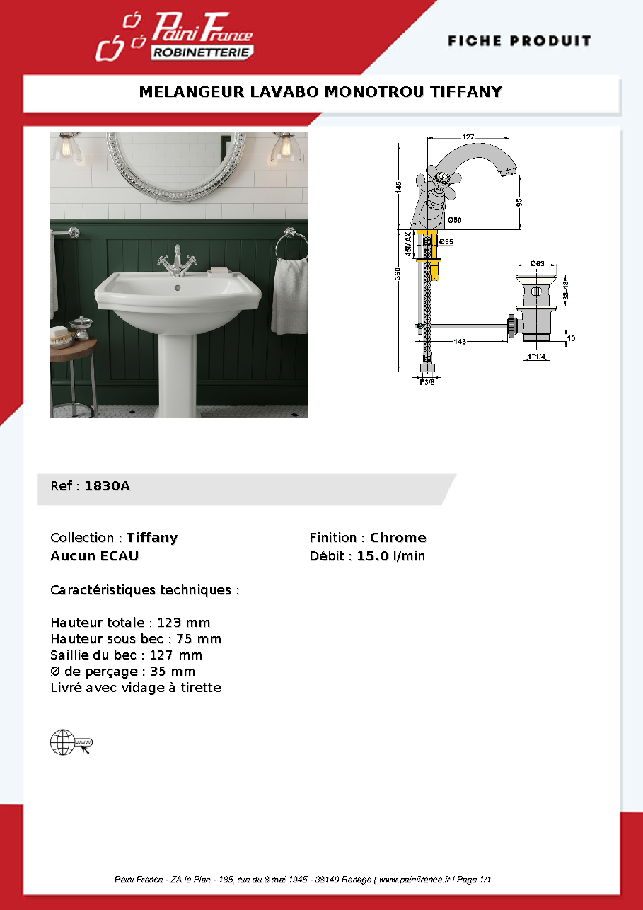 Fiche technique fournisseur