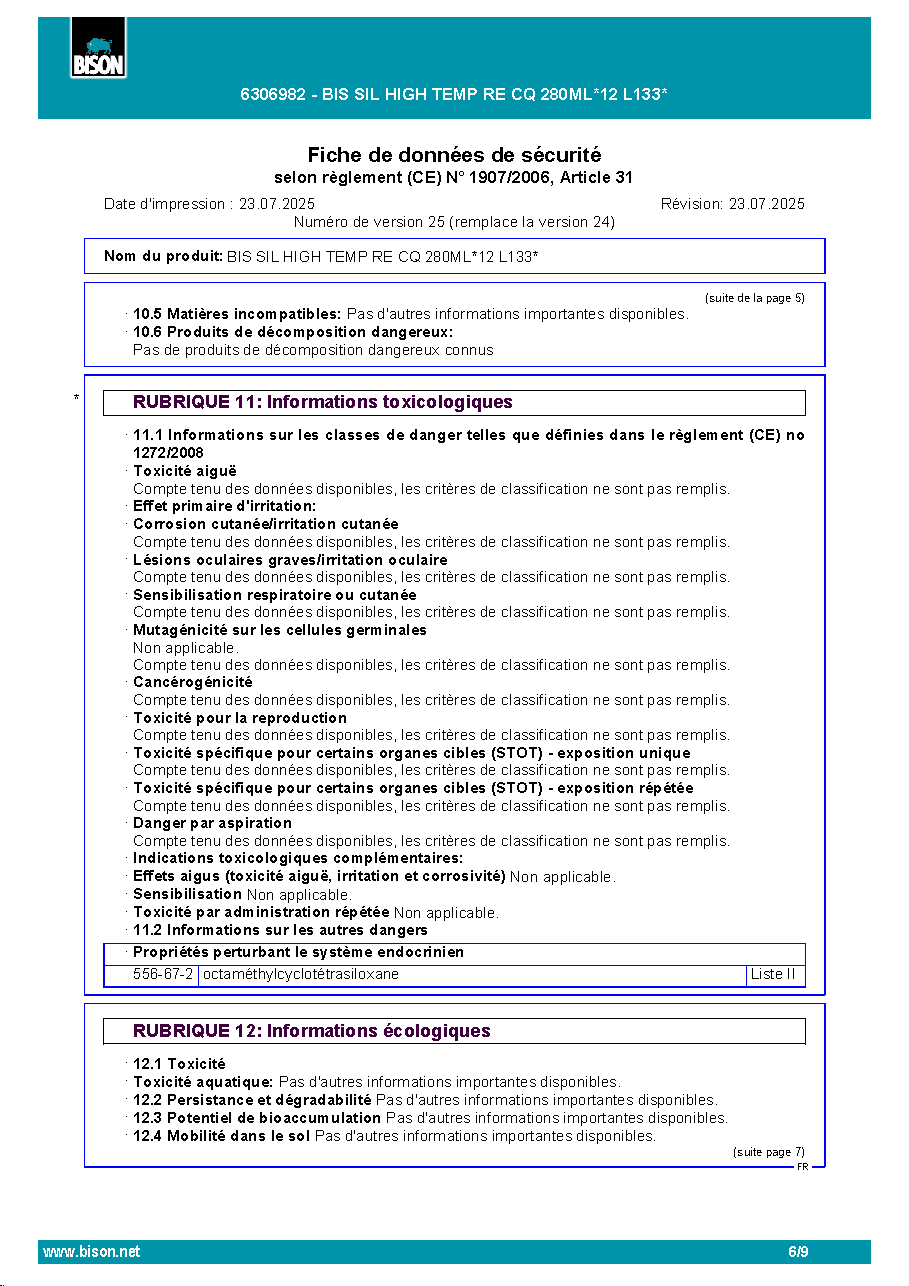 Fiche technique fournisseur