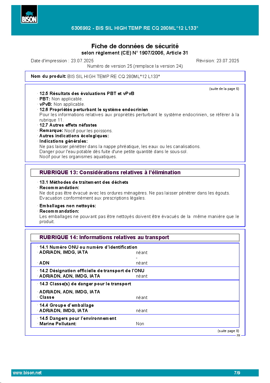 Fiche technique fournisseur