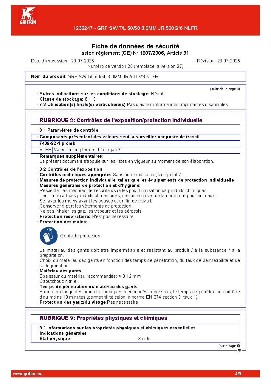 Fiche technique fournisseur