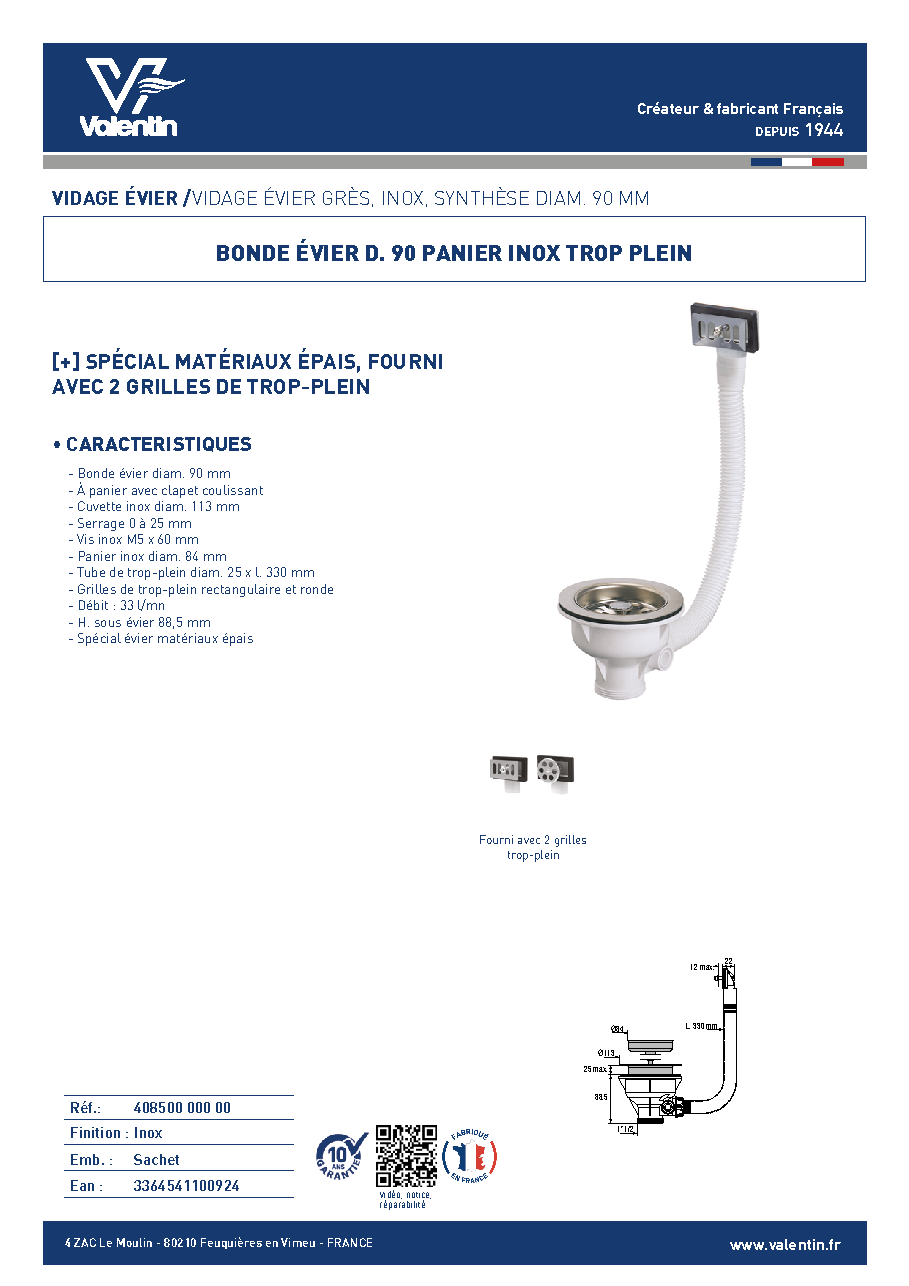 Fiche technique fournisseur