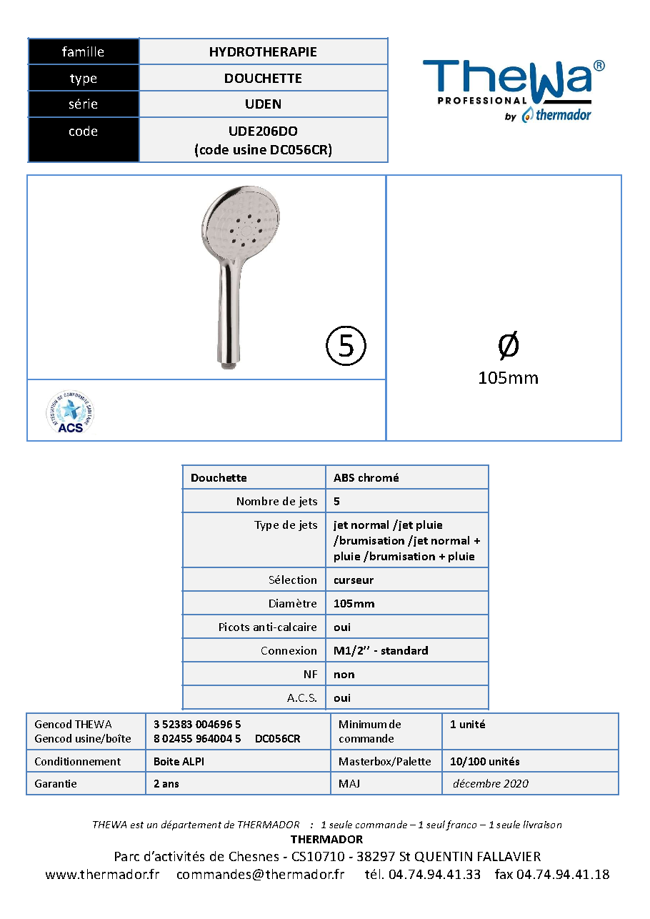 Fiche technique fournisseur