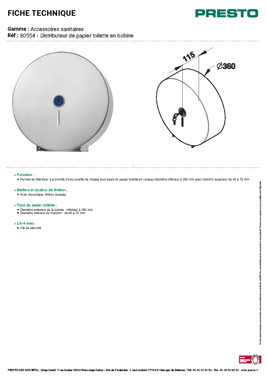 Fiche technique fournisseur