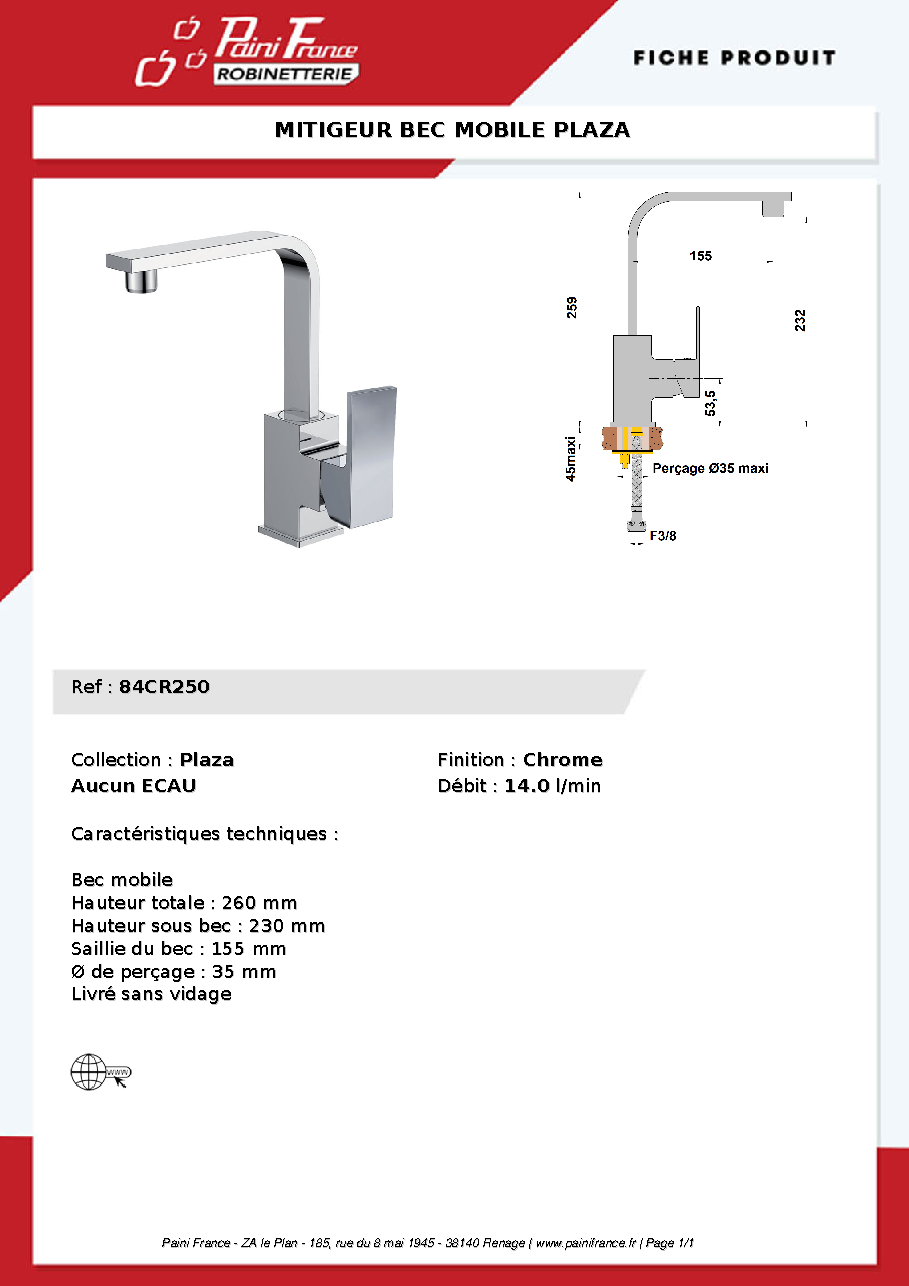 Fiche technique fournisseur