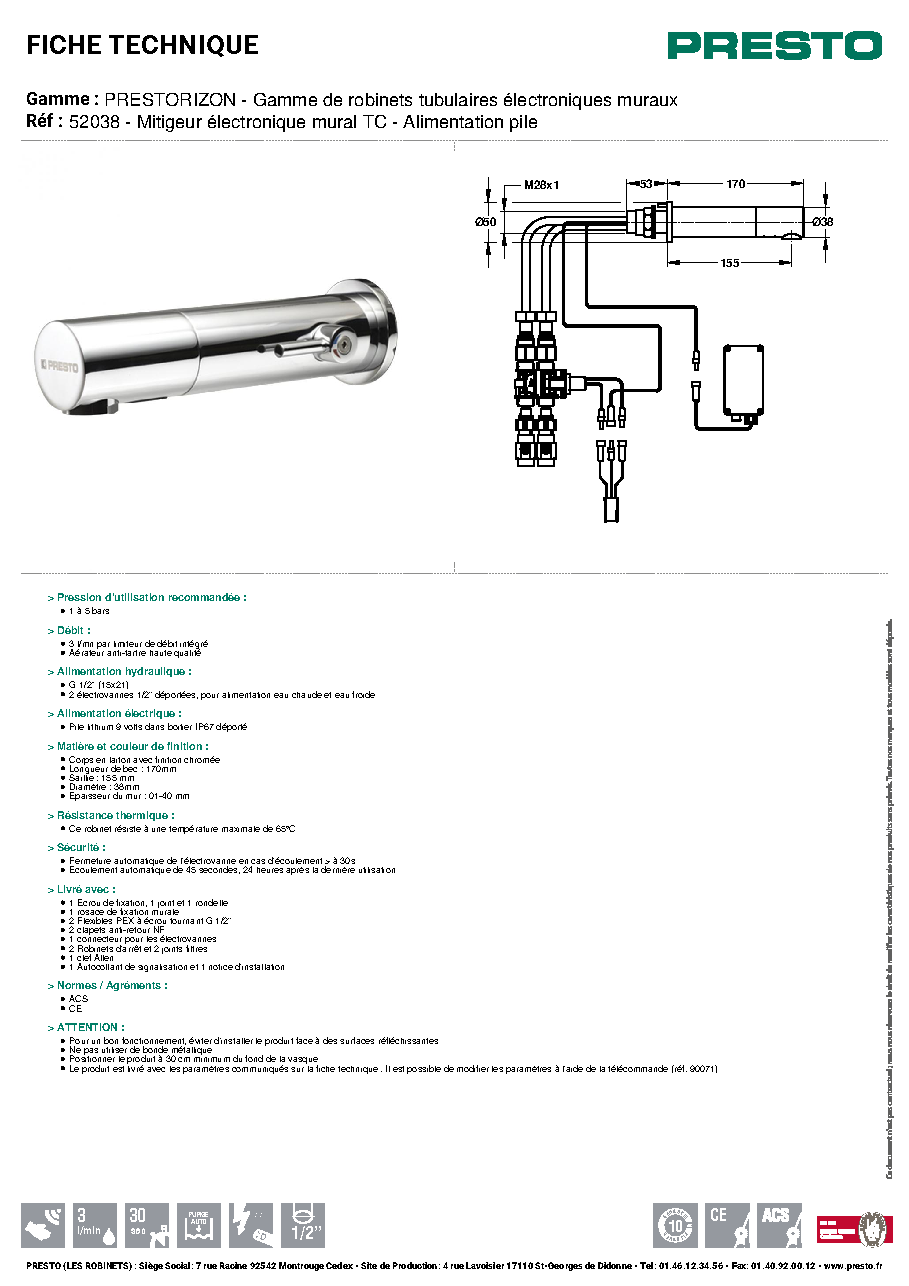 Fiche technique fournisseur