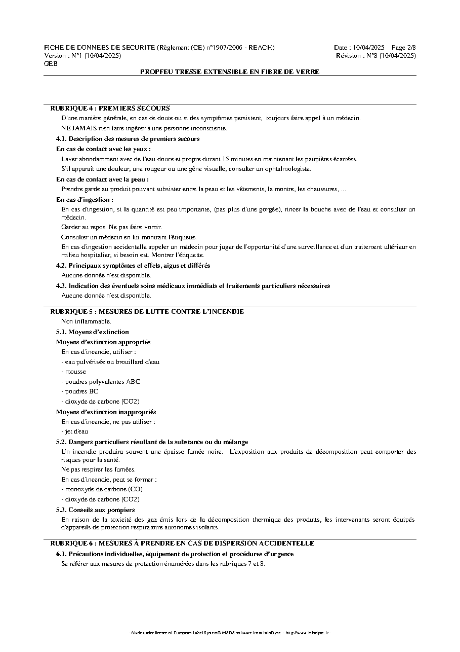 Fiche technique fournisseur