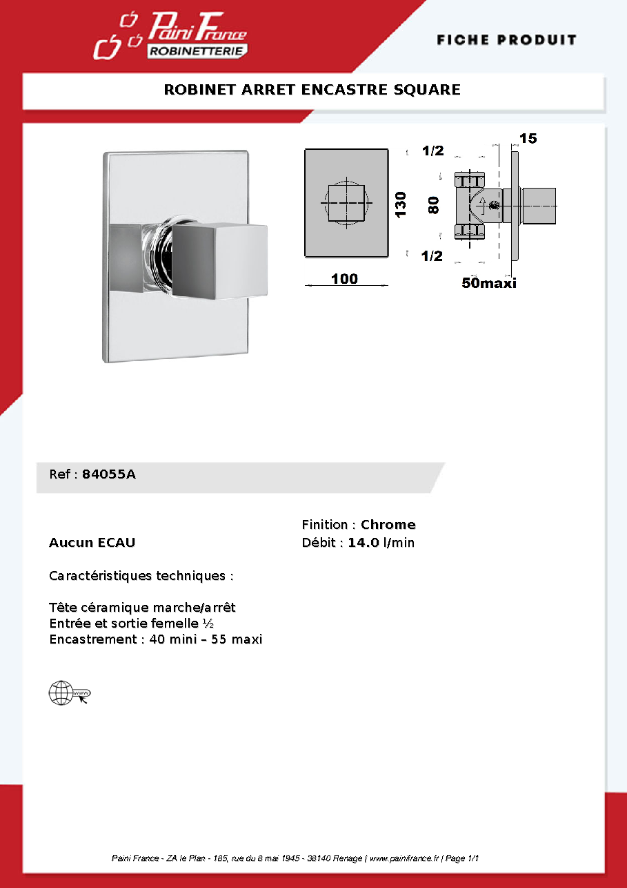 Fiche technique fournisseur