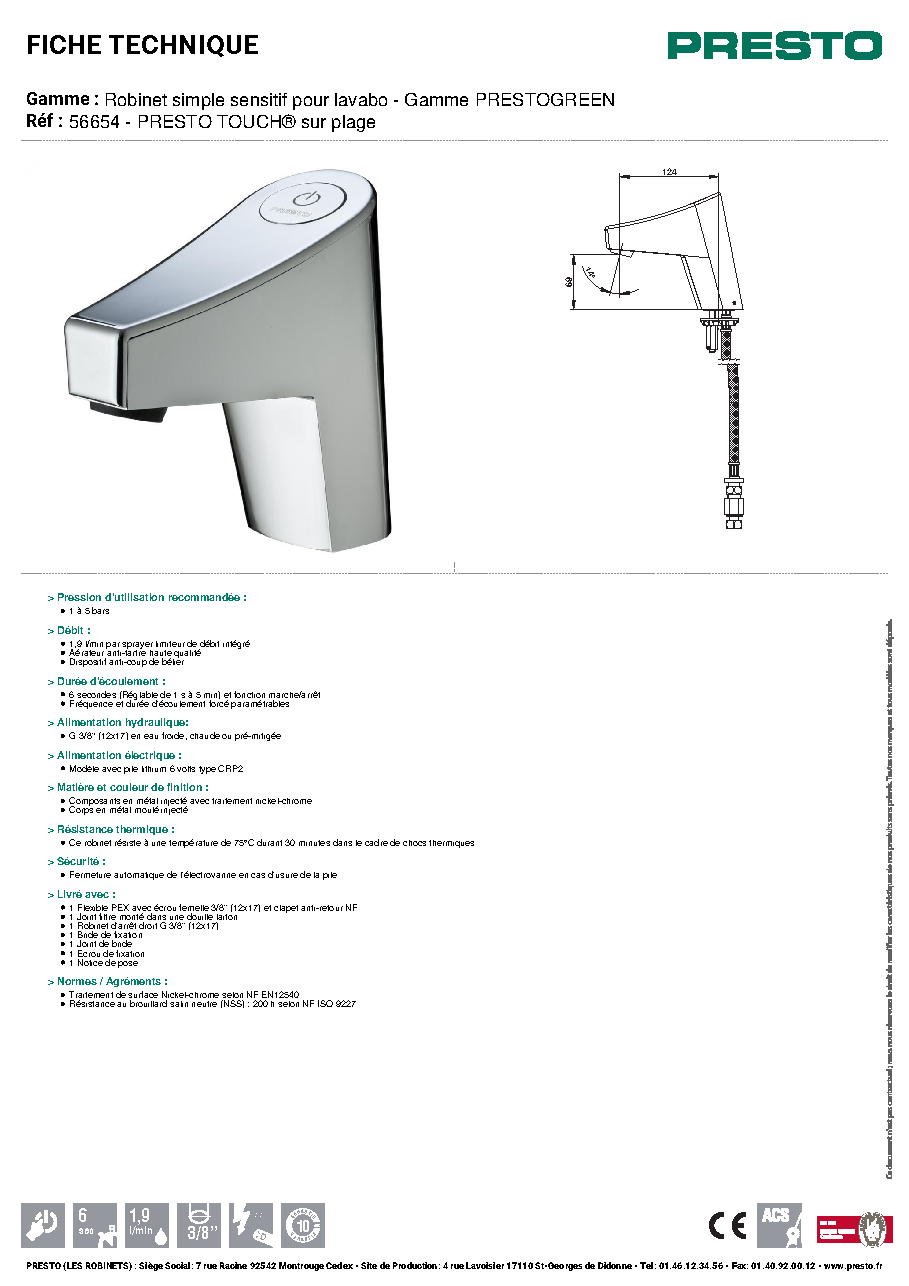 Fiche technique fournisseur