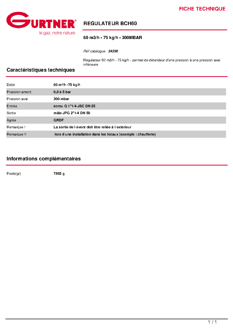Fiche technique fournisseur