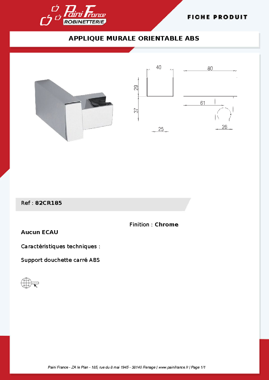 Fiche technique fournisseur