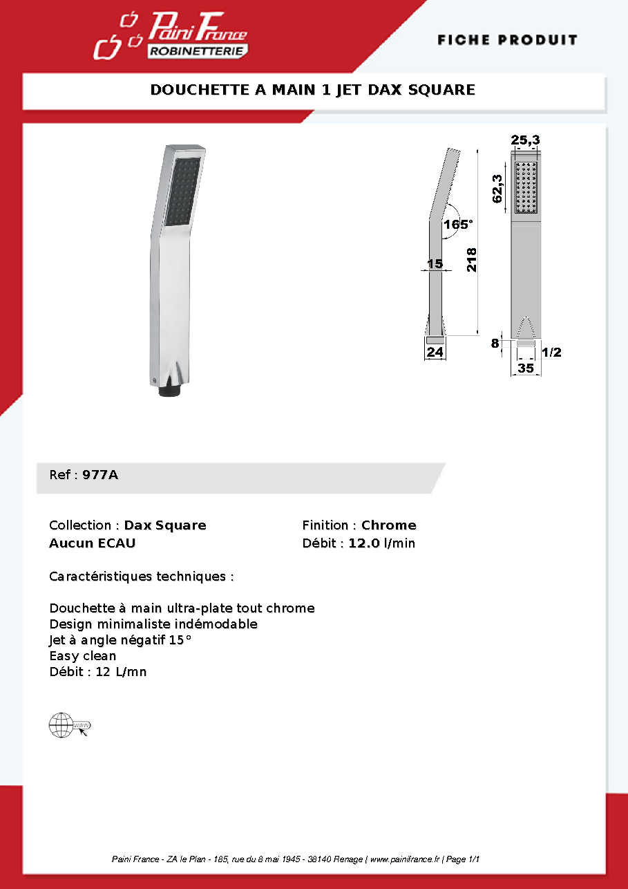 Fiche technique fournisseur