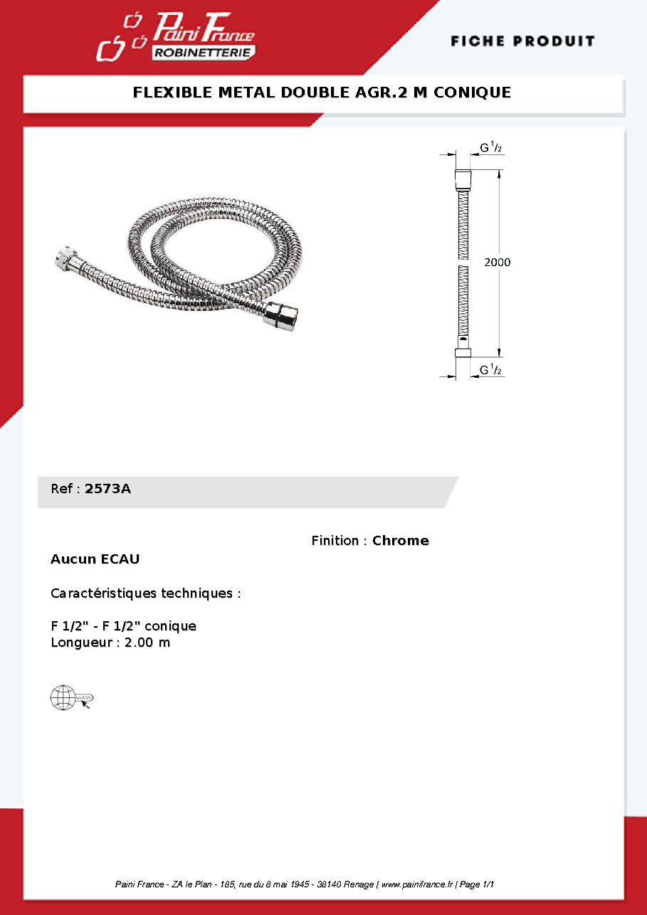 Fiche technique fournisseur