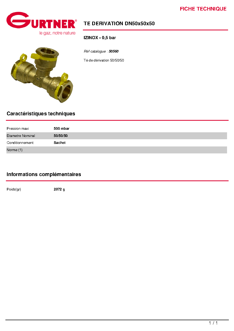 Fiche technique fournisseur