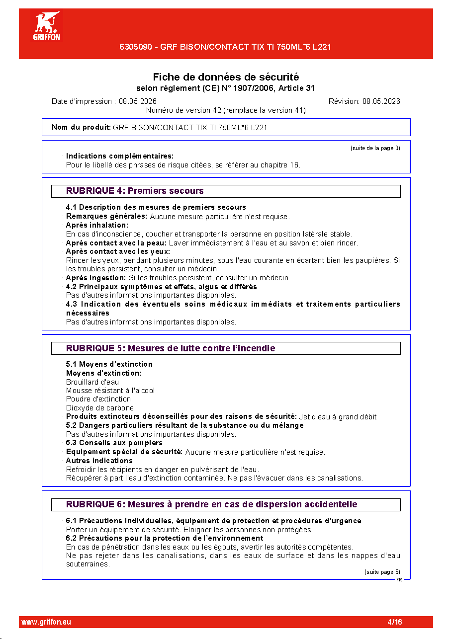 Fiche technique fournisseur