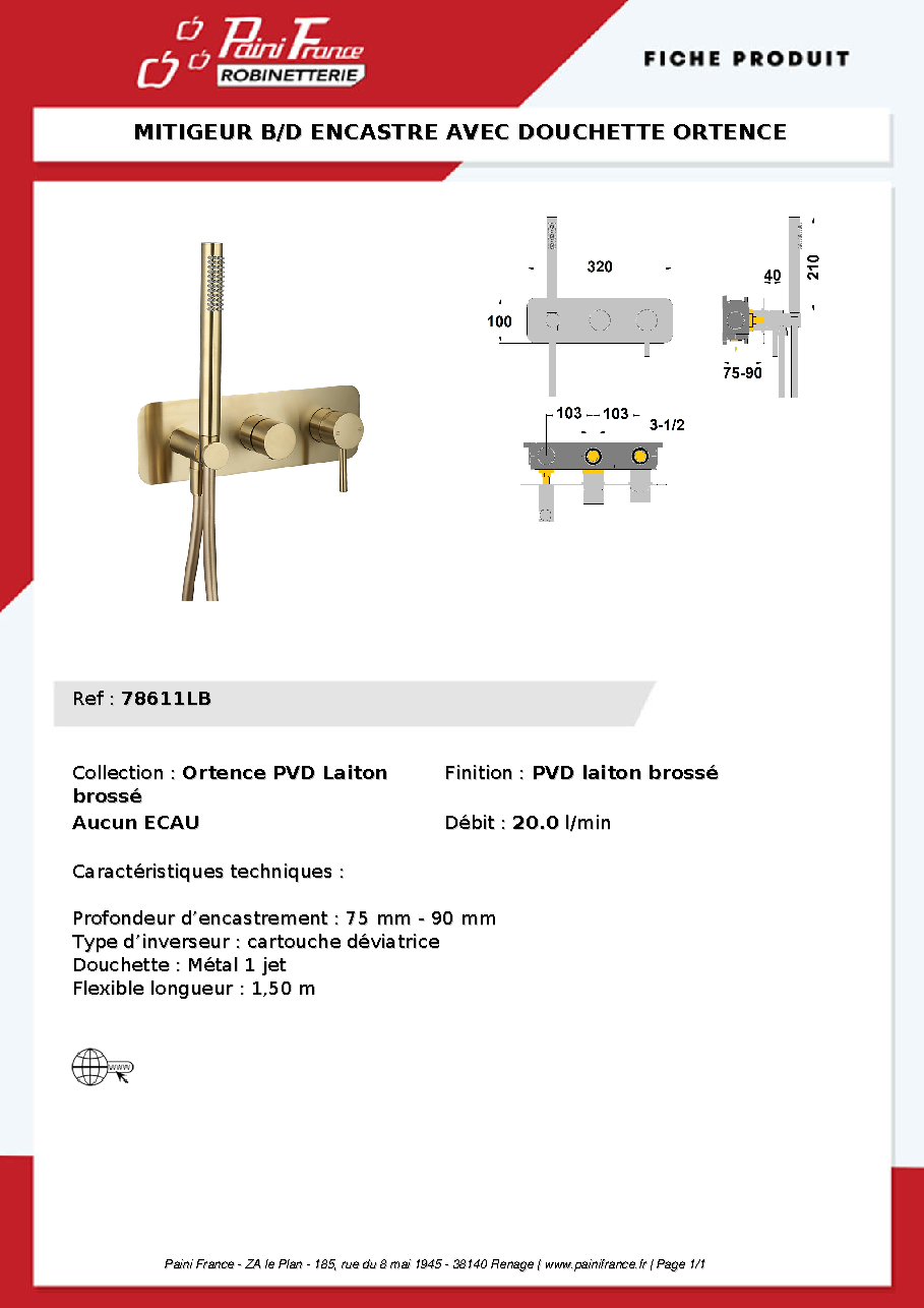 Fiche technique fournisseur