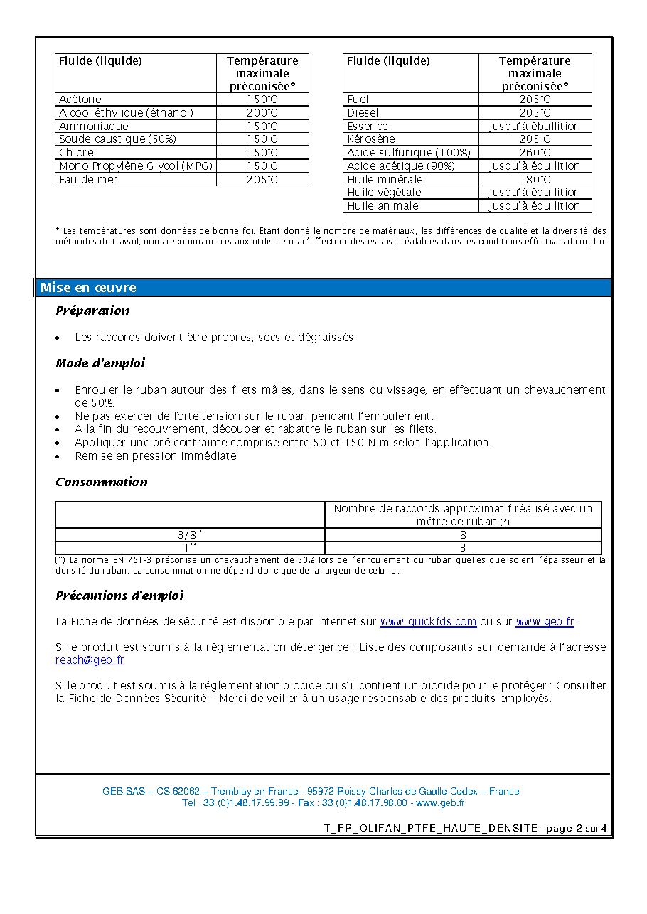 Fiche technique fournisseur