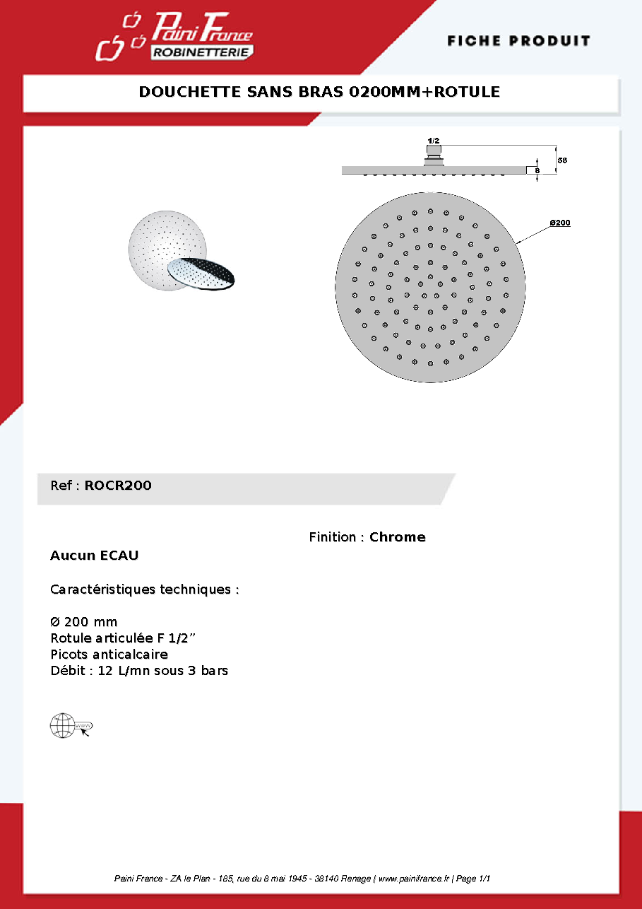Fiche technique fournisseur