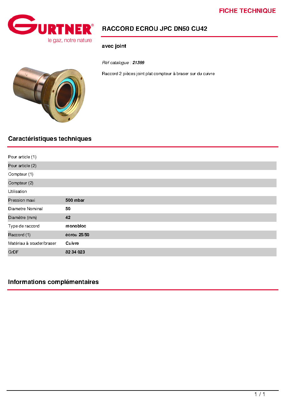 Fiche technique fournisseur