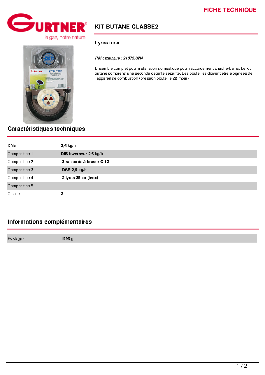 Fiche technique fournisseur