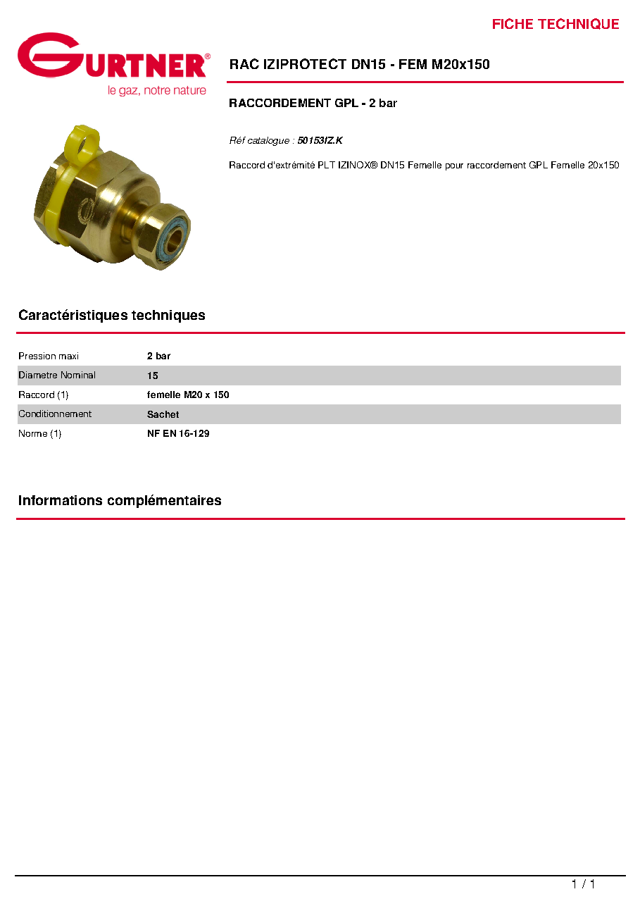 Fiche technique fournisseur