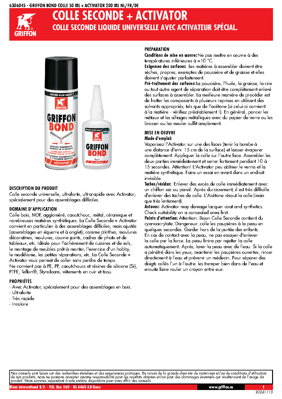 Fiche technique fournisseur